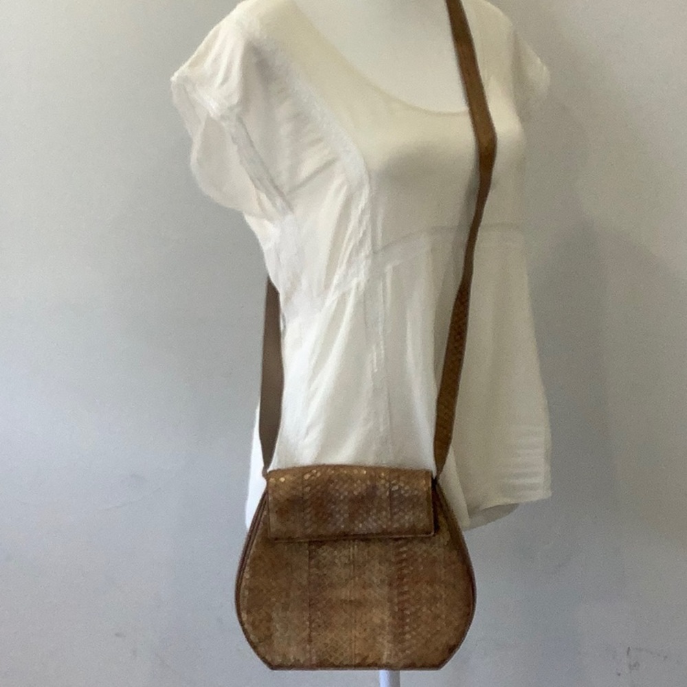 Donna Karan Snakeskin Tan Crossbody Bag